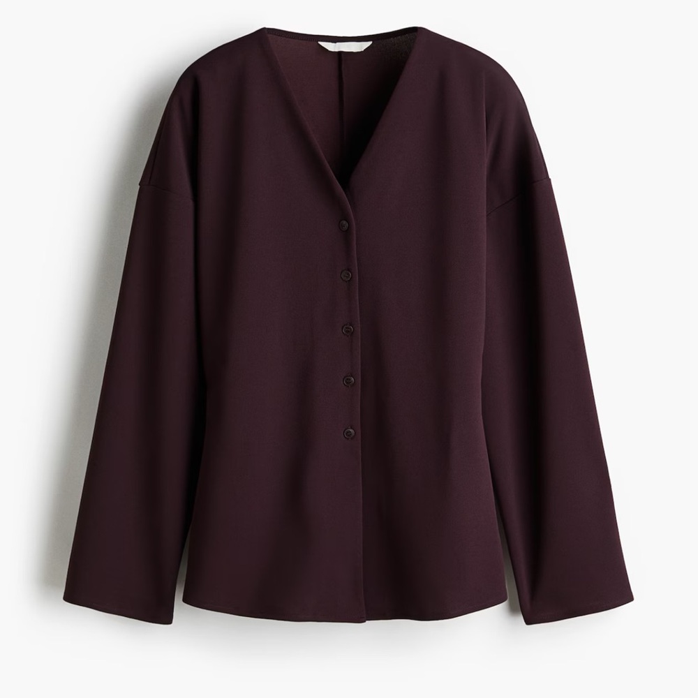 H&M Women's Burgundy Button-Up Top - Picture 4 of 4